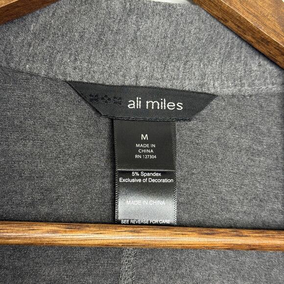 Ali Miles Cardigan Womens Medium Charcoal Gray Fringe Kimono Open Front Boho NWT - Picture 3 of 6